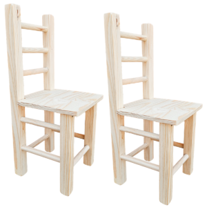 Kit 2 Cadeiras Cadeirinhas Infantil De Madeira Natural Super Resistente, Durável E Fácil De Limpar Suporta 140Kg