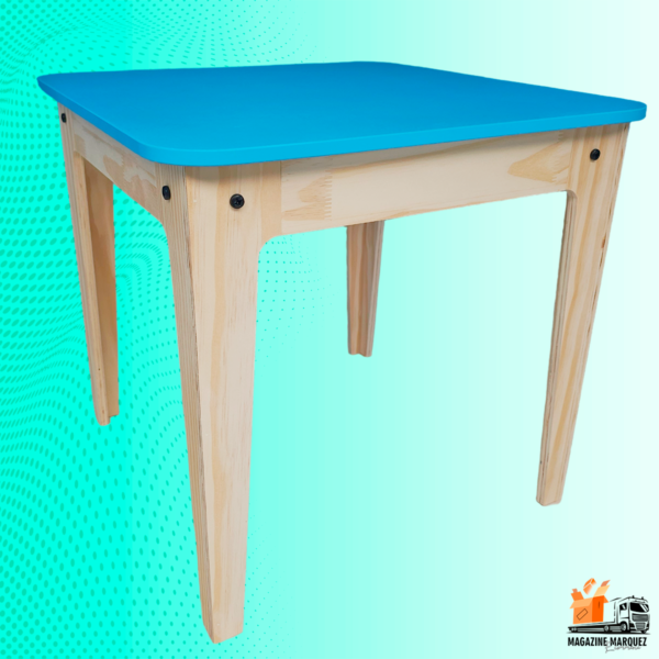 Conjunto de Mesa Com 2 Cadeiras Azul Infantil De Madeira Resistente Suporta 90kg - Image 6