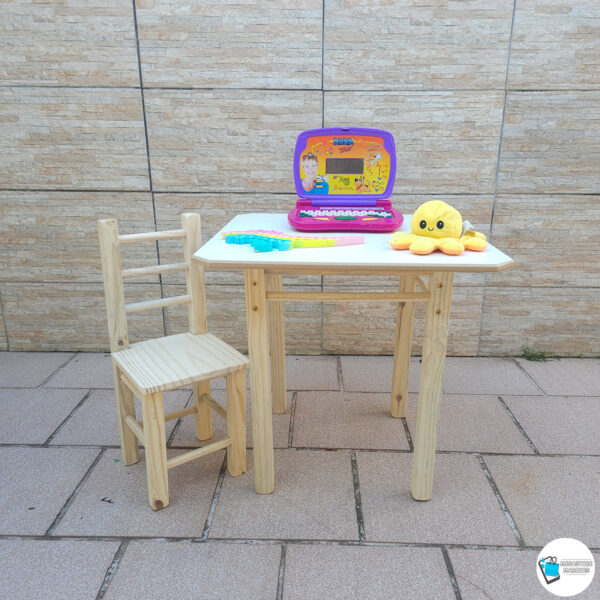 ZZ CONJUNTO MESA COM CADEIRA COLORIDA INFANTIL DE MADEIRA RESISTENTE MEGASTORE MARQUES