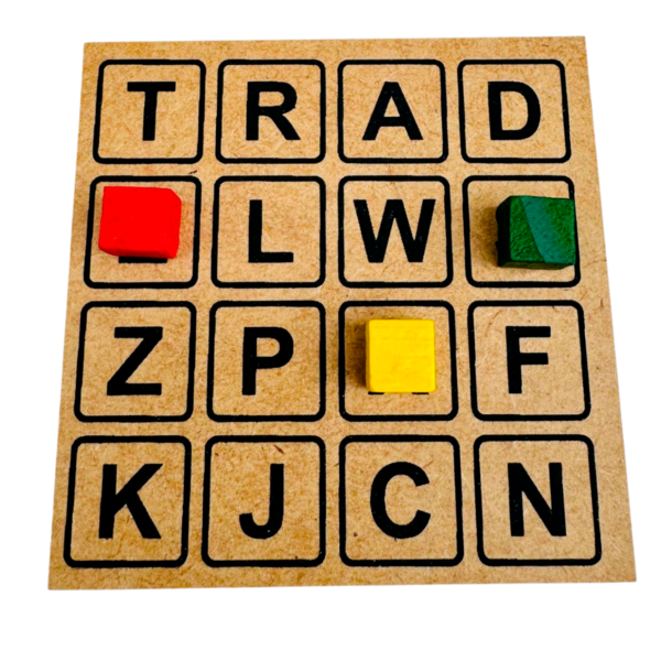 Bingo de Letras Alfabeto Peças Em Madeira 281 peças (15 cartelas + 28 letras + 238 pedrinhas + 1 estojo) - Image 4