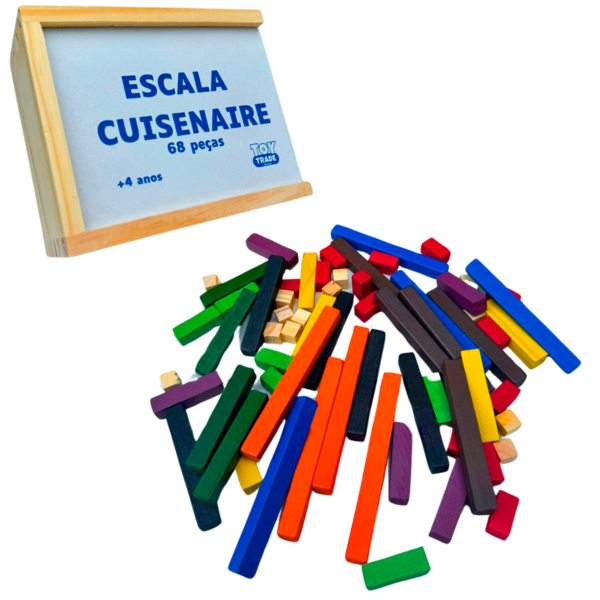 Escala Cuisenaire 68 Peças Cx De Madeira Individual Brinquedo Educativo Pedagogico - Image 2