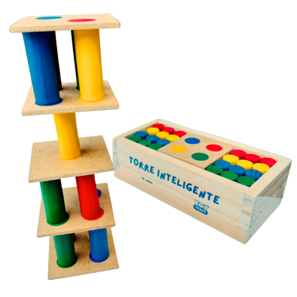 Jogo Torre Inteligente em Madeira Brinquedo Educativo Premium com Estojo e Pinos Coloridos Super Divertido - Image 5
