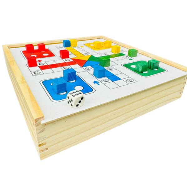 Jogos de Mesa Padrão 5 em 1 Xadrez, Dama, Ludo, Trilha, Jogo da Velha Educativos Jogos Classicos - Image 9