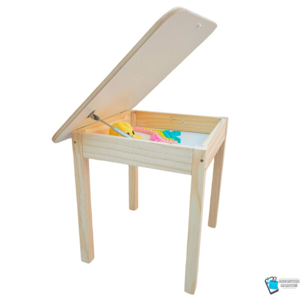 MESA COM COMPARTIMENTO BAÚ INFANTIL DE MADEIRA RESISTENTE MEGASTORE MARQUES 06